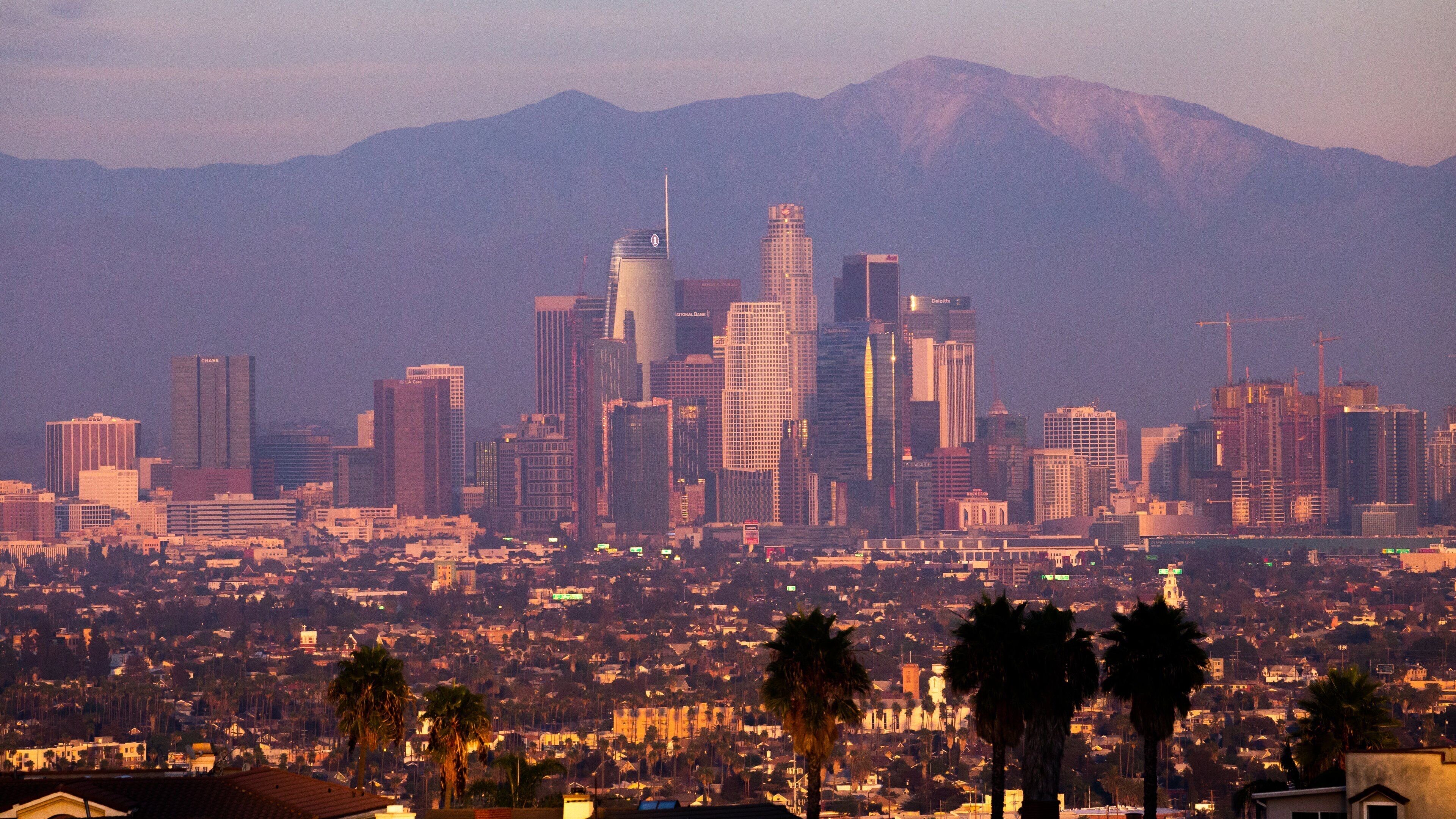 LA skyline at golden hour